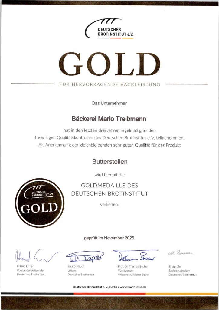 November 2025 - Goldmedaille Butterstollen